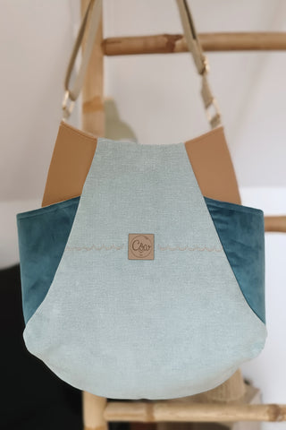 Sac Tulipe Bleu chiné camel