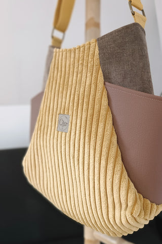 Sac Tulipe jaune et marron - Collection Douceurs Velours