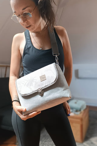 Rabat Maxi - suédine chinée grise et palmiers