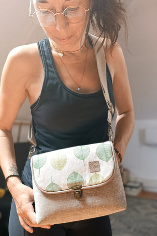 Rabat Mini - suédine chinée beige - Feuilles