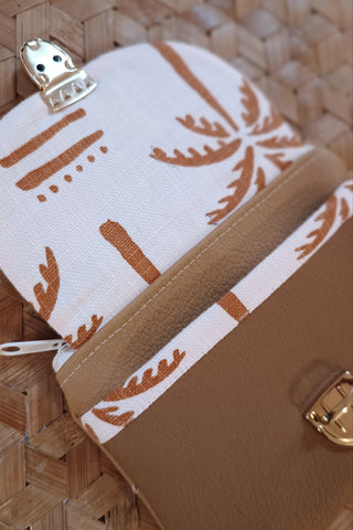Porte monnaie zippé à rabat - Format Mini palmiers camel