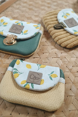 Porte monnaie zippé à rabat - Format Mini. Citron