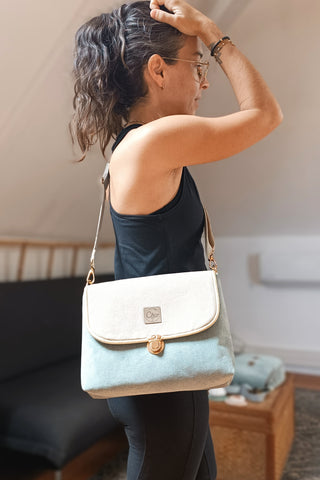 Rabat Maxi - suédine chinée ciel et doré