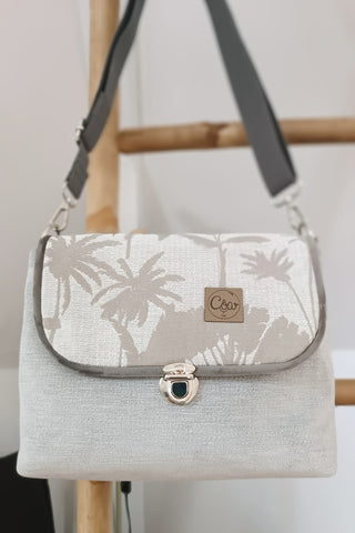 Rabat Maxi - suédine chinée grise et palmiers