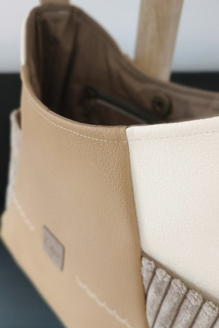 Sac Tulipe camel et beige