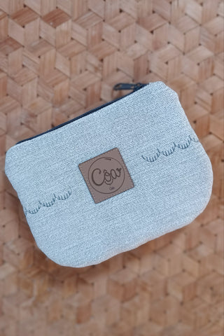 Porte monnaie zippé à rabat - Format Maxi - Palmiers gris