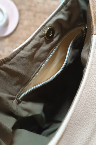 Sac Tulipe - Beige Camel orange fleuri
