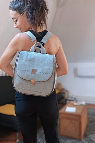 CôaDos Mini - Sac à dos - Suédine Chinée ciel