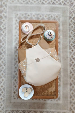 Sac Tulipe - Beige Camel orange fleuri