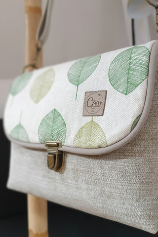 Rabat Mini - suédine chinée beige - Feuilles