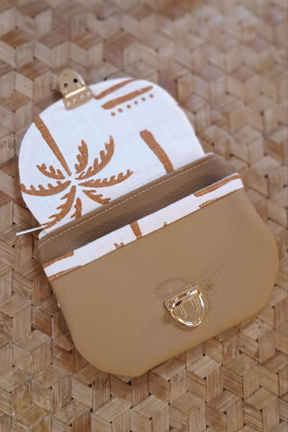Porte monnaie zippé à rabat - Format Maxi - Palmiers camel