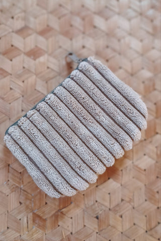 Porte monnaie zippé à rabat - Format Mini Feuillage vert, poche suédine.