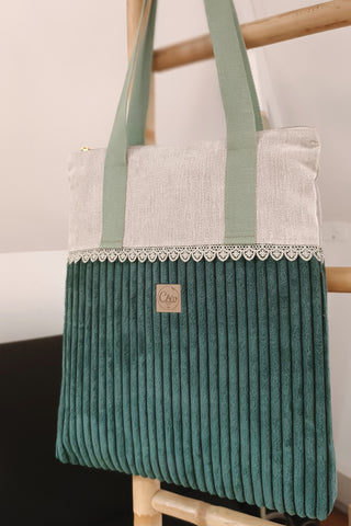 Grand Zippé Côtelé Vert | Collection Douceur Velours