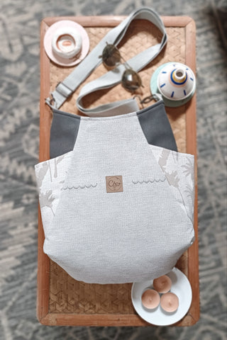 Sac Tulipe gris chiné palmiers