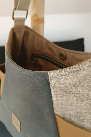 Sac Tulipe anthracite et camel - Collection Classy Blackie