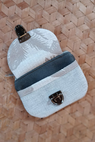 Porte monnaie zippé à rabat - Format Mini palmiers gris